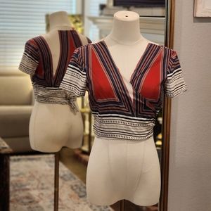 Nectar Clothing geometric print wrap crop top. Size Medium